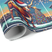 Texas Longhorn Staande Bij Kerststal Cadeaupapier (Rol Hoek)