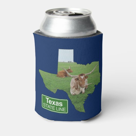 Texas Longhorn Steer State Line Sign Blikjeskoeler (Blikje Achterkant)