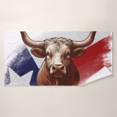 Texas longhorn vache & drapeau (Serviette de bain)