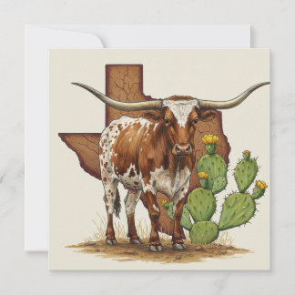 Texas Longhorn Wenskaart Feestdagenkaart