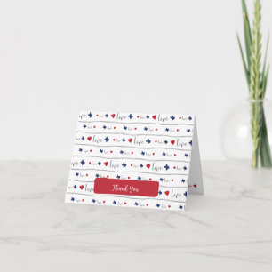 Texas Love and Hearts Pattern Bedankkaart