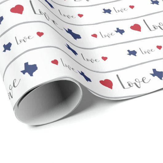 Texas Love and Hearts Pattern Cadeaupapier (Rol Hoek)