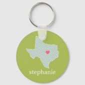 Texas Love with Custom Heart and Family Name Sleutelhanger (Voorkant)