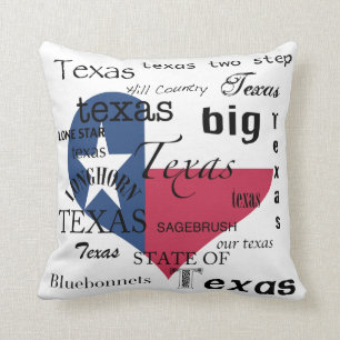 Texas Love-Word-cloud+Texas Heart Shaped Flag Kussen