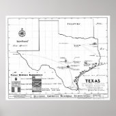 Texas Map, 1933 Poster (Voorkant)