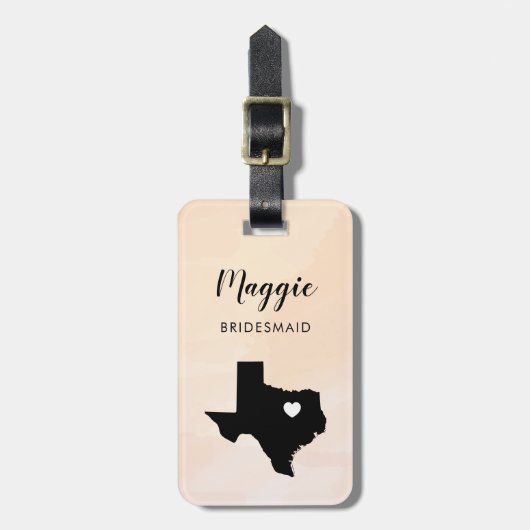 Texas Map Bagagelabel, Wedding Party Welcome Bagagelabel (Voorkant verticaal)