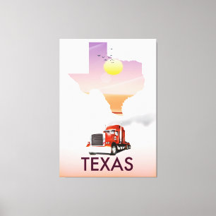 Texas Map Big Rig Canvas Afdruk