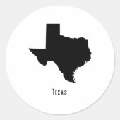 Texas Map - Black and White Modern Texas Map Ronde Sticker (Voorkant)