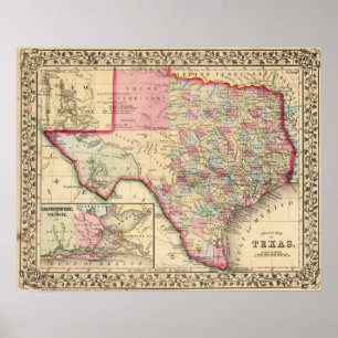 Texas Map door Mitchell Poster