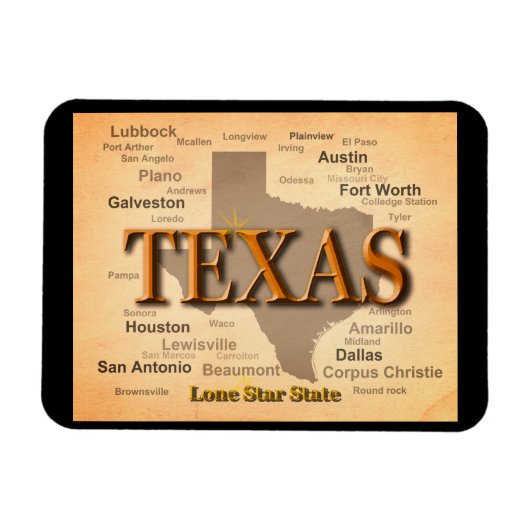 Texas Map Magneet (Horizontaal)