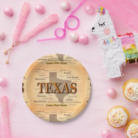 Texas  Map Papieren Bordje (Feest)