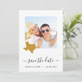 Texas Map Photo Wedding Enregistrer la carte Date (Debout devant)