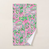 Texas Map Pink & Green Preppy Motif (Serviette à main)