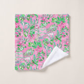 Texas Map Pink & Green Preppy Motif (Gant de toilette)