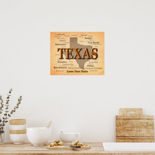 Texas  Map Poster (Keuken)