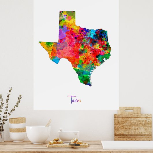 Texas Map Poster (Keuken)