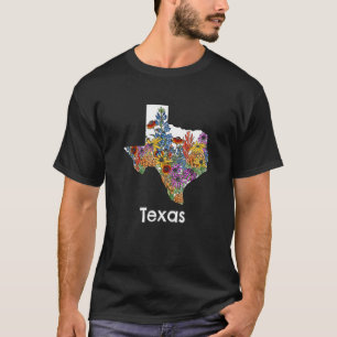 Texas Map Pride T - shirts Westerne Bluebonnet Flo