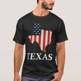 Texas Map State American Flag 4 juli Pride T-shirt