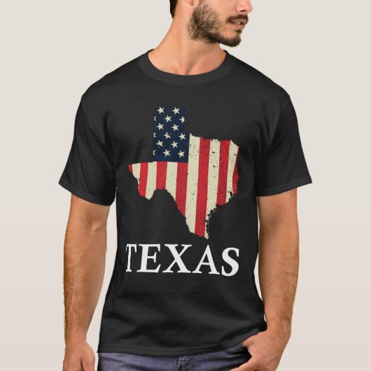 Texas Map State American Flag 4 juli Pride T-shirt (Voorkant)