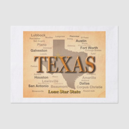 Texas Map Tissuepapier (Voorkant)
