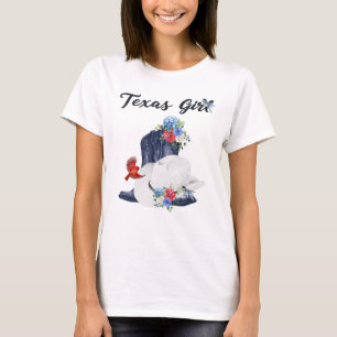 Texas meisje met cowboylaarzen/Hoeden & Bloemen/Vo T-shirt