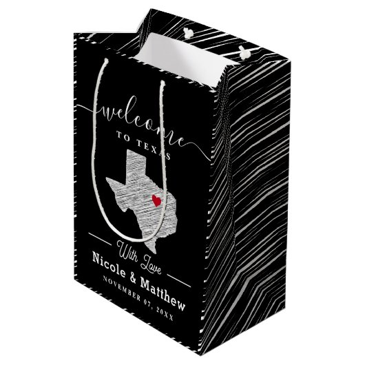Texas Minimalist Texaanse kaart Bruiloft Welkom Medium Cadeauzakje (Achterkant Gekanteld)
