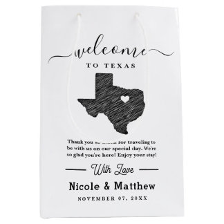 Texas Minimalist Texaanse kaart Bruiloft Welkom Medium Cadeauzakje
