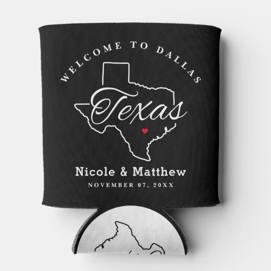 Texas minimalistische bruiloft welkom blikjeskoeler (Achterkant)
