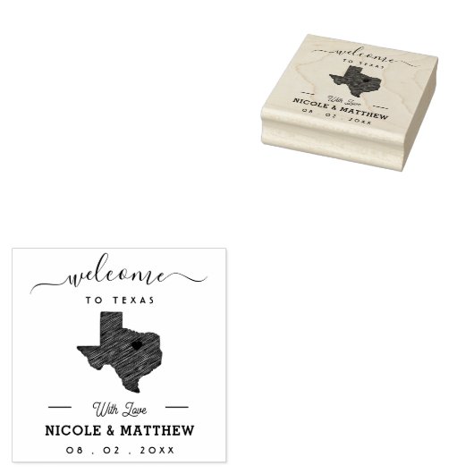 Texas minimalistische bruiloft welkom rubberstempel (Gestempeld)