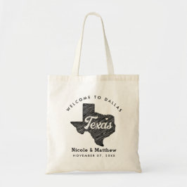 Texas minimalistische bruiloft welkom tote bag