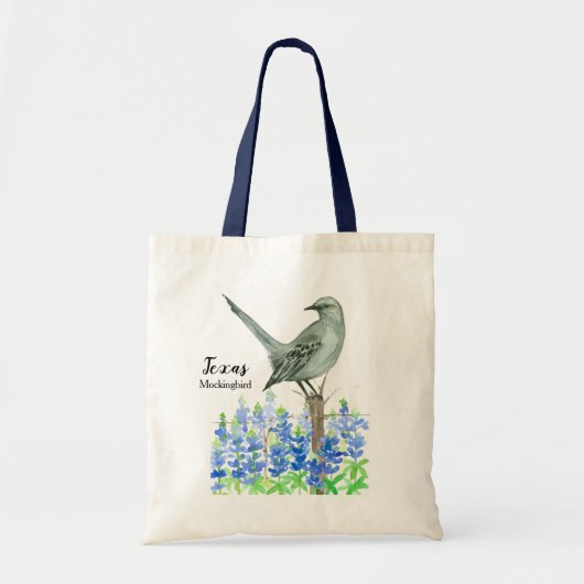 Texas Mockingbird Bluebonnets Tote Bag (Voorkant)