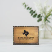 Texas Monogram Logo Leder & Hout Visitekaartje (Staand voorkant)