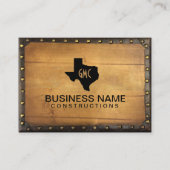 Texas Monogram Logo Leder & Hout Visitekaartje (Voorkant)