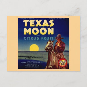 Texas Moon Citrus Fruit Crate Label Briefkaart