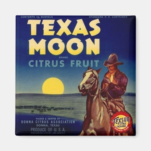 Texas Moon Citrus Fruit Crate Label Magneet (Voorkant)
