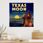 Texas Moon Citrus Fruit Crate Label Poster (Keuken)