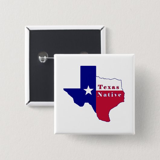 Texas Native Flag Map Vierkante Button 5,1 Cm (Voorkant /achterkant)