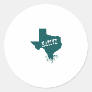 Texas Native Roots State Silhouetvorm Ronde Sticker