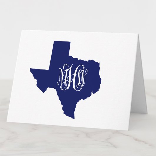 Texas Navy Wit 3 Initiaal Vine Monogram DIY BG Bedankkaart
