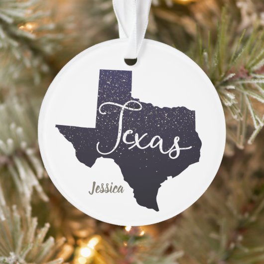 Texas Night Stars State Shape Ornament (Boom)