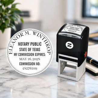 Texas Notary Public Round  Zelfinktende Stempel