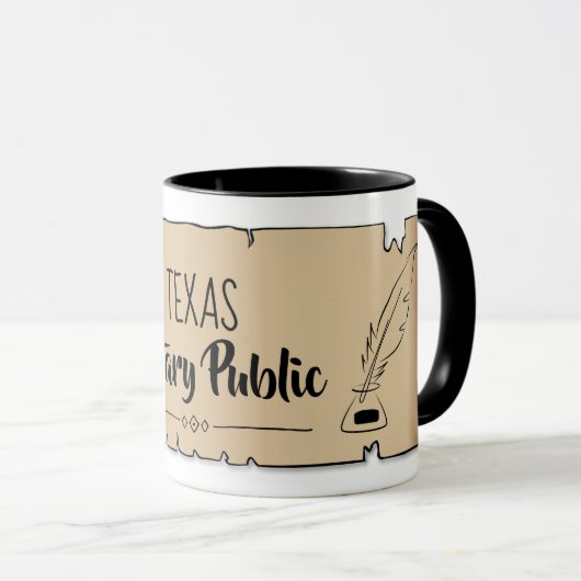 Texas Notional Public Scroll Feather Quill Mok (Voorkant rechts)