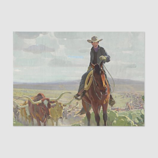"Texas of Old" van W Herbert Dunton Tissuepapier (Voorkant)