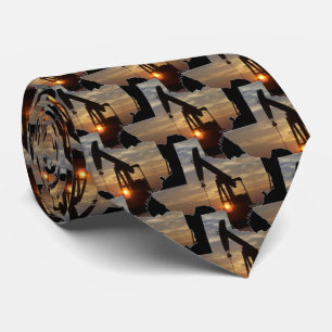 Texas Oil Pump Jack op Sunset Stropdas