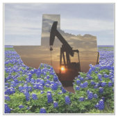 Texas Oil Pump Jack Sunset and Bluebonnets Stof (Swatch)