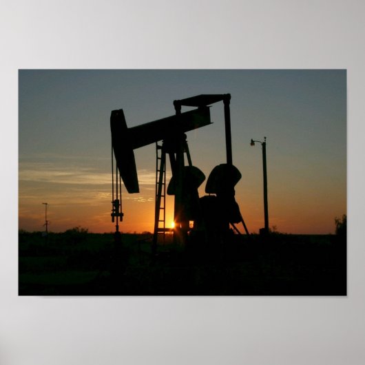 Texas Oil Pumpjack at Sunset Poster (Devant)