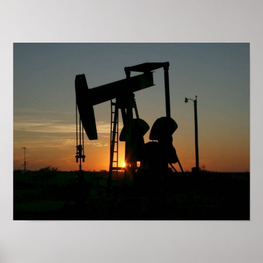 Texas Oil Pumpjack at Sunset Poster (Devant)