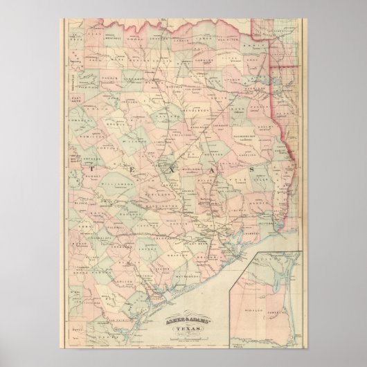 Texas, oostelijk deel poster (Voorkant)