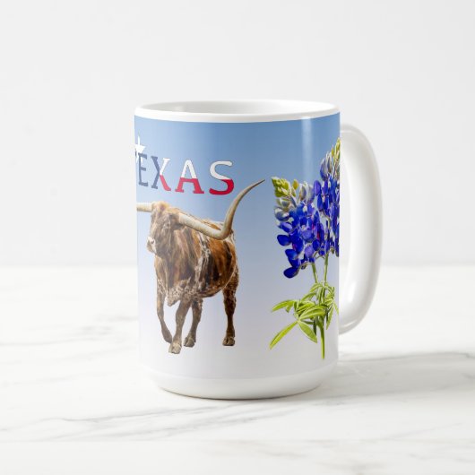 Texas op lichtblauw, Mok (Voorkant rechts)