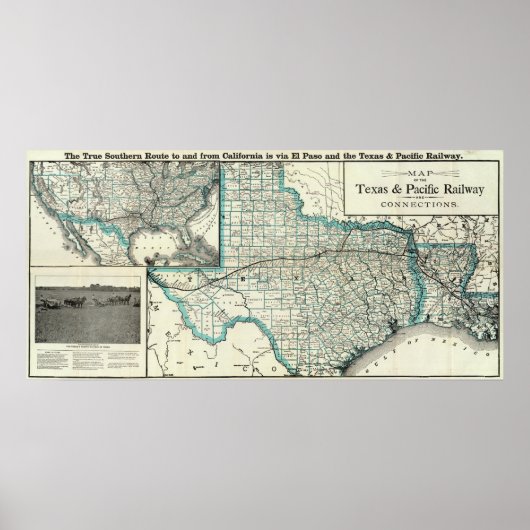 Texas Pacific Railway Poster (Voorkant)